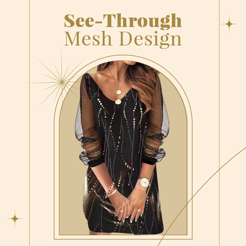 Sequin See-Through Mesh Dress For Women