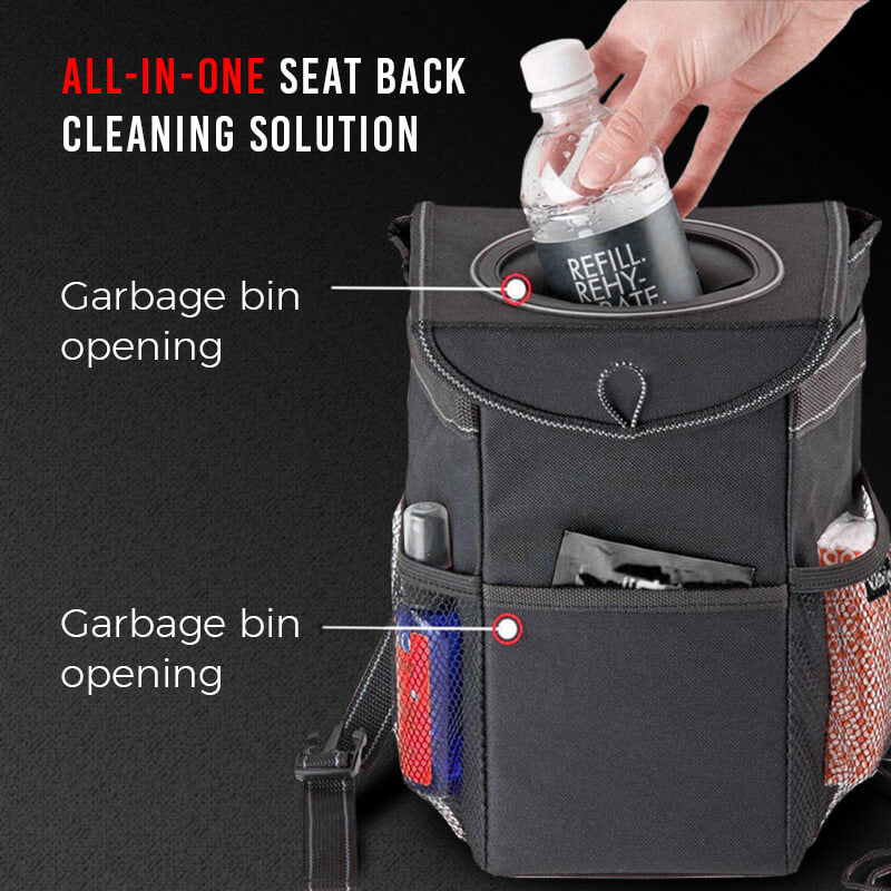 Waterproof Car Seat Back Organizer with Trash Can