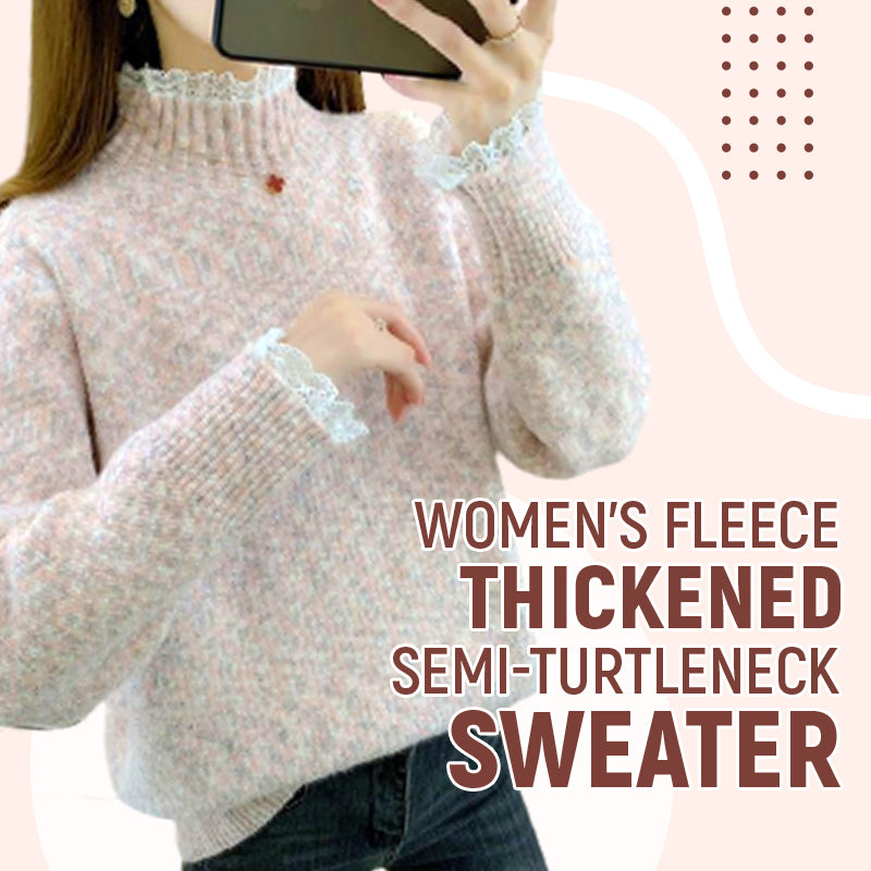 Women’ s Fleece Thickened Semi-Turtleneck Sweater