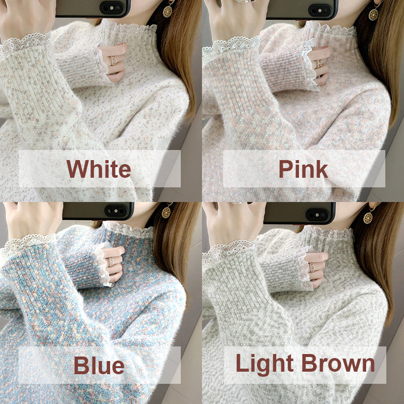 Women’ s Fleece Thickened Semi-Turtleneck Sweater