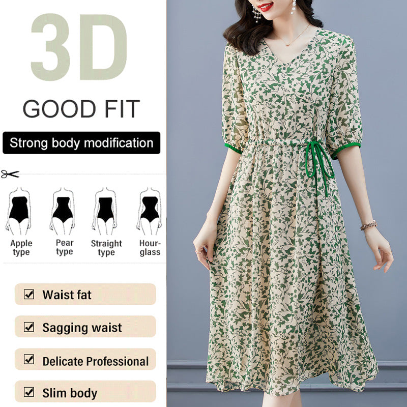 Women's Floral Drawstring Waist Dress