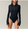 Pousbo® Long Sleeve Button Detail Skinny Bodysuit