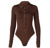 Pousbo® Long Sleeve Button Detail Skinny Bodysuit