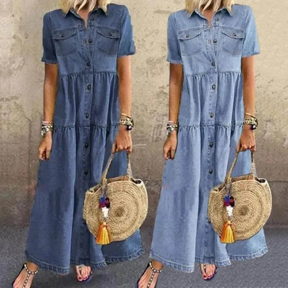 Short Sleeve Denim Dress