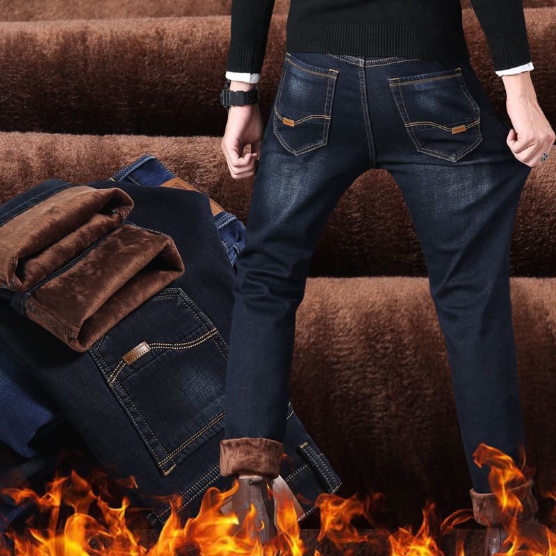 Men’s Fashionable Warm Plush Jeans