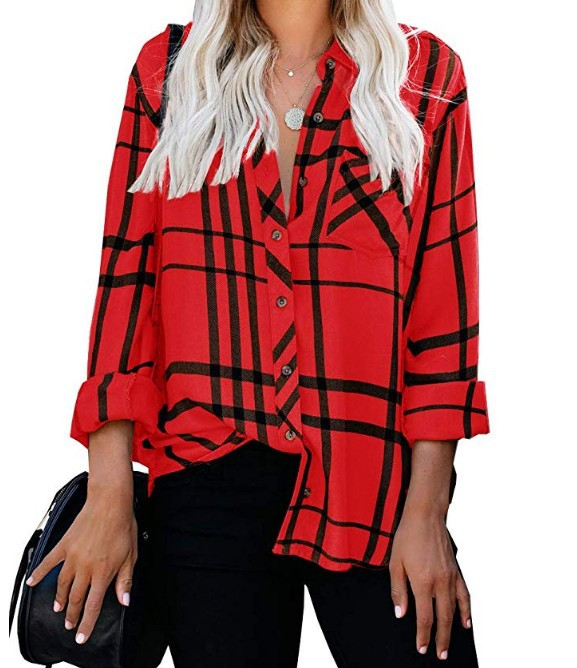 Women’ s Long Sleeve V Neck Striped Casual Shirt